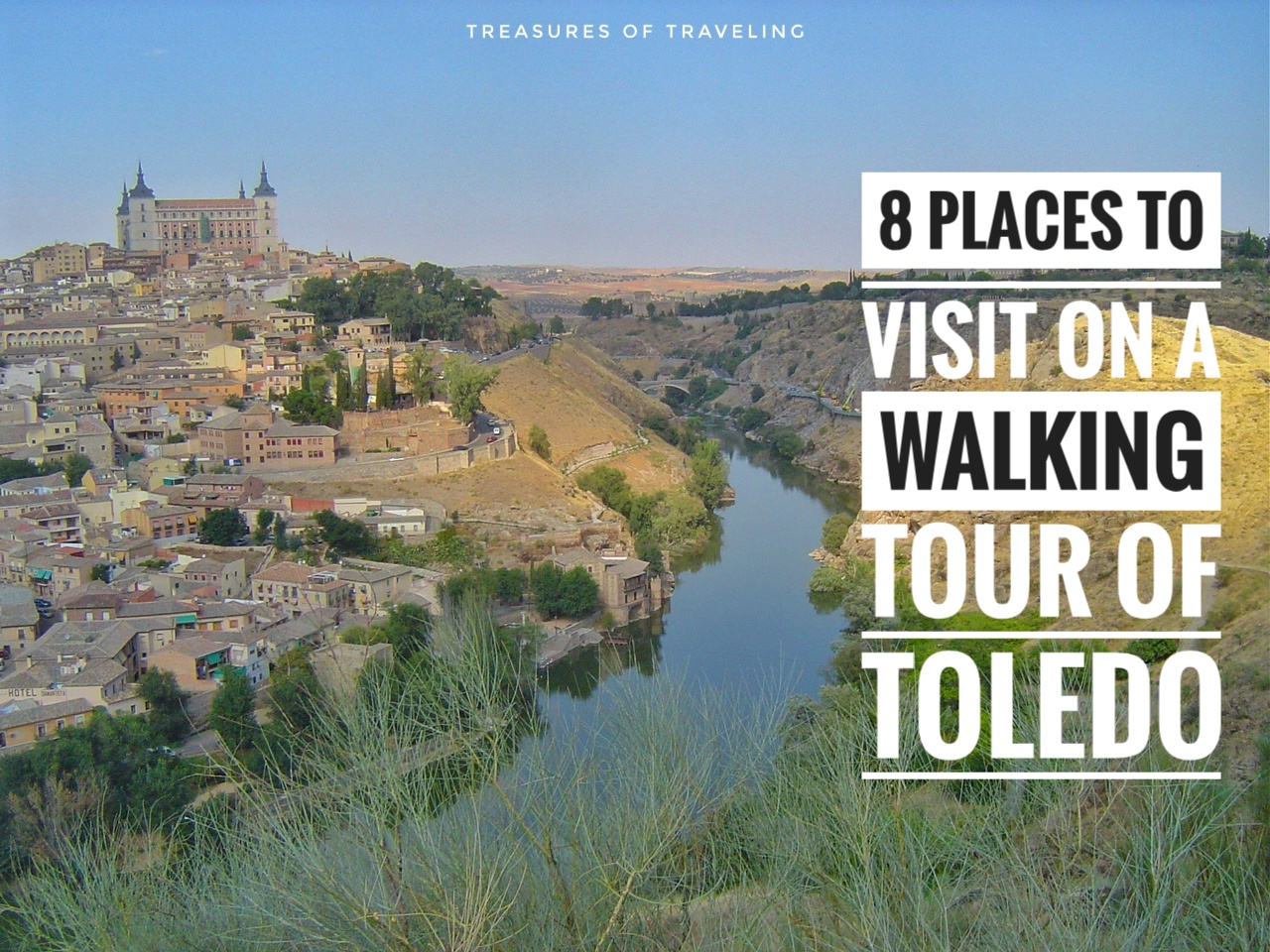 Toledo is a wonderful Spanish city to visit full of culture, history and treasures of traveling! From the Puente de San Martín to the Alcázar de Toledo; everything in Toledo is within walking distance. Here are 8 places to visit on a walking tour of Toledo!